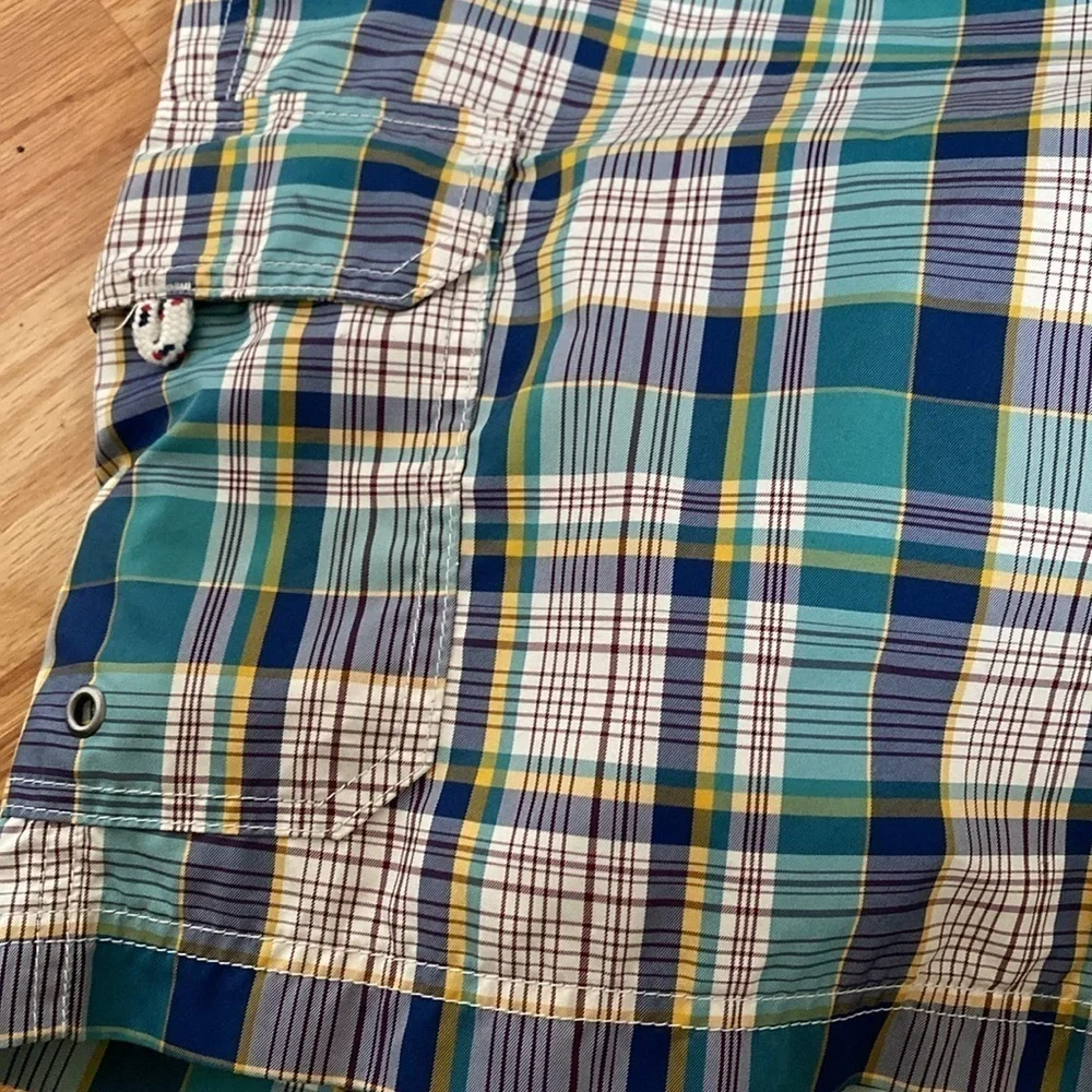 Lands End Madras Plaid Swim Trunks Mens XXL Preppy Nautical Board shorts Surf